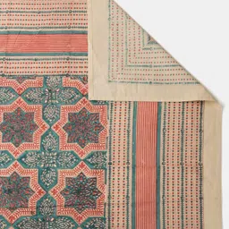 Fabindia Teal-Blue & Red Printed Cotton Single Bed Covers-image-76