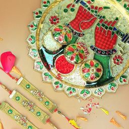 Anouk Set Of 3 Bro Rakhis With Pooja Thali Greeting Card & Roli Chawal-34