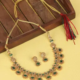 Thrillz Gold-Plated Artificial Stone Studded Jewellery Set-56