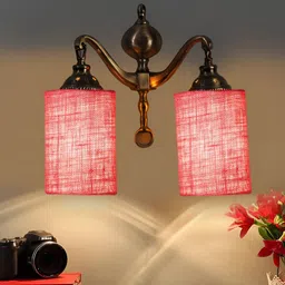 Devansh Pink & Gold-Toned Metal Traditional Abstract Shaped Shaped Wall Lamp-image-24