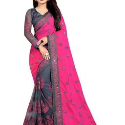 Moda Rapido Embellished Embroidered Mirror Work Net Half and Half Saree-picture-41