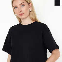 Trendyol Women Extended Sleeves Raw Edge T-shirt-image-26