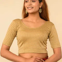 Bindigasm's Advi Self Design Round Neck Stretchable Jacquard Saree Blouse-picture-28