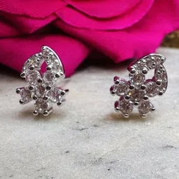 Arte Jewels 925 Sterling Silver Cubic Zirconia Studded Contemporary Studs-picture-27