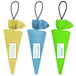 Airance 60 g Each Sandalwood, Pure Organic & Jasmine Fragrance Hanging Camphor Cone Car Air Freshener Combo (Pack of 3)-image-37