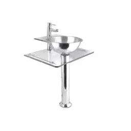 Jayna Pelican 410x370 mm Glossy Finish Stainless Steel Wash Basin with Glass Counter & Pedestal Stand, RBGS 02-image-77