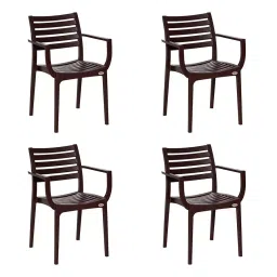Supreme Empire Plastic Chair with Arms (Brown, Pack of 4)-image-55