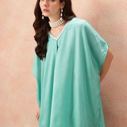 all about you Mirror Work Kaftan Kurta with Printed Sharara image 2