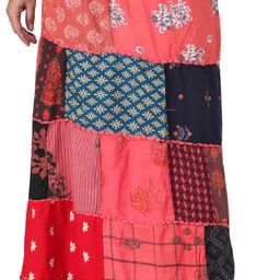 Exotic India Printed Pure Cotton A-Line Maxi Skirt-picture-56