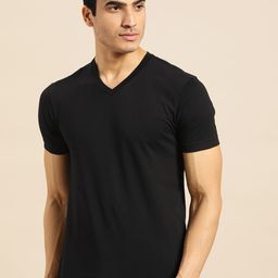 Jockey Men Black Solid V-Neck T-shirt-image-55