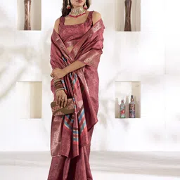 DIVASTRI Woven Design Zari Saree With Unstitched Blouse Piece-image-81