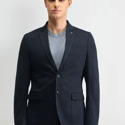 Arrow Self Design Notched Lapel Single-Breasted Slim-Fit Herringbone Blazer-image-80