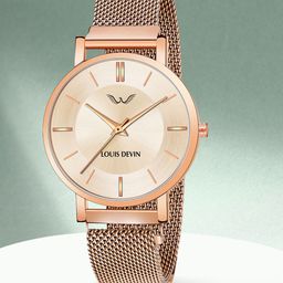 LOUIS DEVIN Women Brass Dial & Straps Analogue Watch LD-RG137-RG-image-20