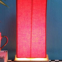 Devansh Red Solid Traditional Column Table Lamp with Shade image 5