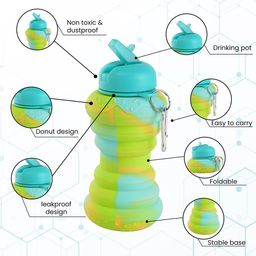 Kuber Industries Green Pack of 3 Collapsible Water Bottles With Flip Cap-600 ml Each image 2