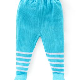 Babyhug Acrylic Knit Footed Woolen Pant with Stripes Design - Aqua Blue-picture-14