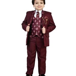 BT DEZINES Full Sleeves Solid 5 Piece Suit Set - Maroon-image-96