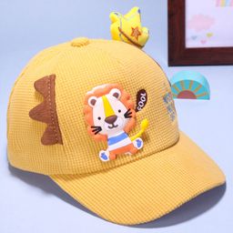 Babyhug Baseball Cap with Tiger Applique - Yellow-image-25