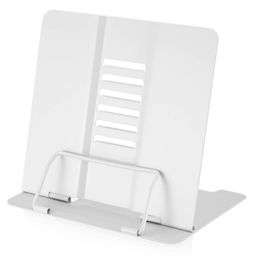 SYGA Reading Bookshelf Metal Mini Book Stand,Book Holder, Hands Free, Adjustable Cookbook ,Documents Holder, Portable Bookstand for Music Books, Textbook, Recipe,Tablet, Ipad(White)-21