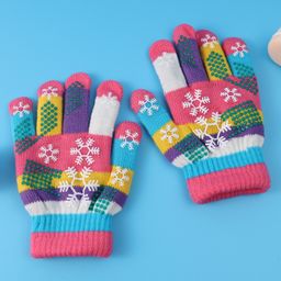 Babyhug Woollen Gloves with Snow Print - Multicolor-image-95