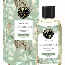 Soul & Scents Lemongrass Fragrance 300 ml Reed Diffuser Refill with 12 Reed Sticks-picture-43