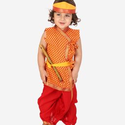 KID1 Janmashtami Theme Cotton Sleeveless Krishna Costume Set - Red & Yellow-image-19