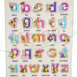Asian - Small Letters Wooden Puzzle-Alphabets words-Multicolor - 26 Pieces-20