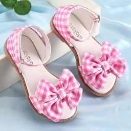 Babyoye Sandals with Velcro Closure & Bow Applique - White & Pink-image-35