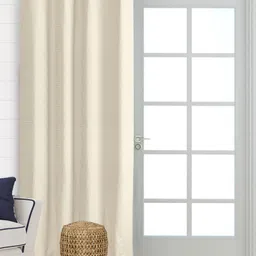 Saral Home Waffle Cotton Room Darkening Long Door Curtains 1pc, Ivory 4x9 Feet-picture-25