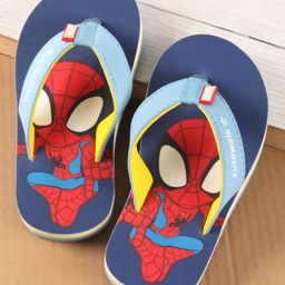 Cute Walk by Babyhug Disney Slip On Flip Flops with Spiderman Print - Light Blue-image-27