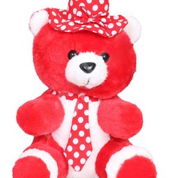 Tickles Soft Stuffed Plush Animal Teddy Bear Wearing Tie & Hat Toy for Kids Boys & Girls (Color: Red and White Height 18 cm)-10