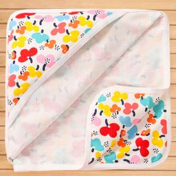 Ben Benny Interlock 100% Cotton Knit Floral Printed Wrapper with Hood L 78 x B 76 cm - White-image-29