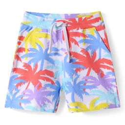 Babyhug Cotton Knit Shorts With Tree Print - White-image-31