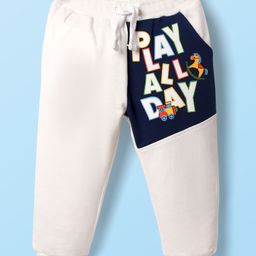 Babyoye 100% Cotton Knit Full Length Lounge Pant With Text Print - White-picture-26