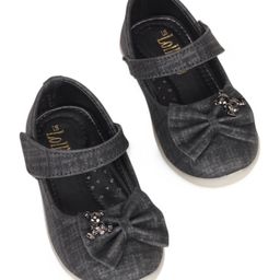 Lil Lollipop Bow Applique Detailed Teddy Bear Designed Mary Jane Ballerinas - Black-image-77