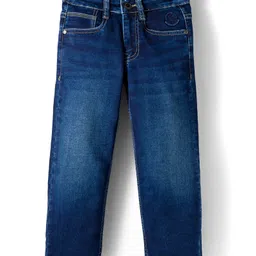 Ruff Denim Woven Full Length Straight Fit Washed Jeans - Navy Blue-picture-6