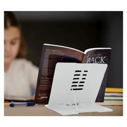 SYGA Reading Bookshelf Metal Mini Book Stand,Book Holder, Hands Free, Adjustable Cookbook ,Documents Holder, Portable Bookstand for Music Books, Textbook, Recipe,Tablet, Ipad(White) image 2