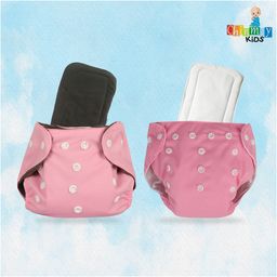 Chinmay Kids One Size Adjustable Baby Cloth Button Diaper - Washable/Reusable Nappies for Infants & Toddlers With Insert (8 X 8 inch) image 2