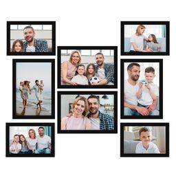 eCraftIndia Memory Wall Collage Photo Frame - Set of 8 Photo Frames for 4 Photos of 5"x 7", 4 Photos of 4"x6" image 2