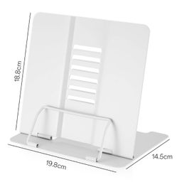 SYGA Reading Bookshelf Metal Mini Book Stand,Book Holder, Hands Free, Adjustable Cookbook ,Documents Holder, Portable Bookstand for Music Books, Textbook, Recipe,Tablet, Ipad(White) image 3