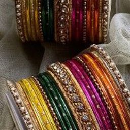 leshya Set Of 2 Artificial Stone-Studded & Beaded Bangles image 2