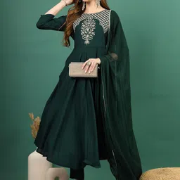 Sangria Embroidered Zari Anarkali Kurta With Trouser & Dupatta-picture-52