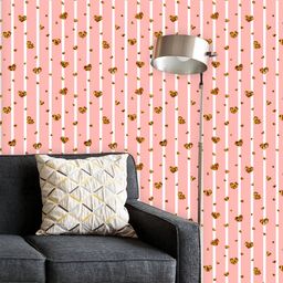 ArtzFolio Printed UV-Resistant Anti-Bacterial Gold Heart & White Stripes Peel & Stick Wallpaper-image-97