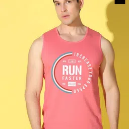 WOOSTRO Pack Of 2 Printed Combed Cotton Gym Vests -VWS26(RUN PEACH)(ENJOY BLACK)-image-103