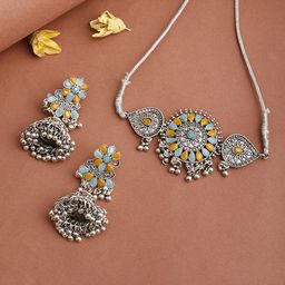 PUJVI Stones Studded & Beaded Jewellery Set-31