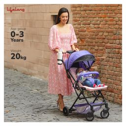 Lifelong 360° Rotation & Ergonomic Design Stroller withHandle Adjustable Backrest - Blue image 5