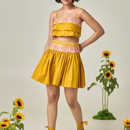 Maisolos Blair Floral Embroidered Layered Top With Mini Skirt Co-Ords-image-63