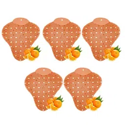 Zureni Urinal Pot Mat Anti-Splash Deodorizer Spatter Orange Fragrance For Bathroom and Restroom, ZU-USF-05RP (Pack of5)-image-12