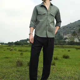 Campus Sutra Men Comfort Fit Textured Spread Collar Casual Shirt-picture-42
