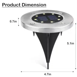 GIGAWATTS 8 LED Solar Ground Disk Light Lamp with Rechargeable Battery Smart Sensor, GW-DSL-4 image 2